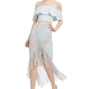 Caily ruffled mock wrap skirt.